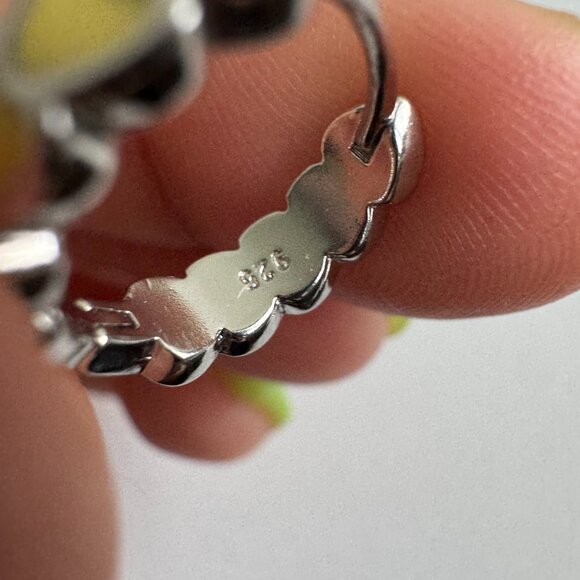 Sterling Silver 925 Hoop Earrings with Yellow Enamel Hearts – Colorful Jewelry - Picture 5 of 9